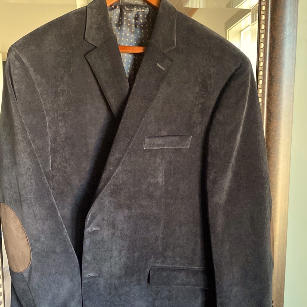 Chaps Black Corduroy Sport Coat with Brown Elbow Patches 50r
